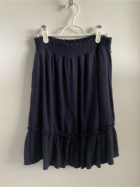 REITMANS Navy Blue Smocked Waist Ruffle Lined Skirt